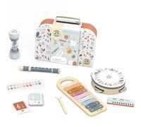 Speedy Monkey - Set Musical Enfant en Bois 6 Instruments avec Valise - Xylophone, Tambourin, Flûte à Bec, Harmonica et Rainmaker - Cartes Musicales Incluses Cadeau 3 à 6 Ans Bois FSC Non Toxique