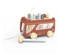 Speedy Monkey SP1017 Banc de Bus martelé, Multicolore, 20,7 x 14 x 14,6 cm, Jouet en Bois pour Enfants, détails soignés, Excellente idée Cadeau