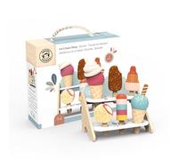 Speedy Monkey - Stand Glaces en Bois 6 Pièces - Jouet en Bois FSC Présentoir 2 Niveaux Cornets Esquimaux Sandwich - Jeu de Rôle Marchand Glaces Enfant 3 Ans - Cadeau Anniversaire Noël Motricité