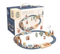 Speedy Monkey - Train en Bois Enfant 18 Mois - Circuit Train Bois avec Activités Éducatives - Jouet d’Éveil avec Engrenages Perles et Formes à Trier - Motricité Fine