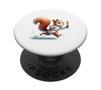 Speedy Squirrel Athlète Batte Playful Cartoon Design PopSockets PopGrip Adhésif