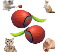 Speedy Tail 2.0 Lot de 2 balles interactives pour chat - Rechargeable par USB - Avec queue de rechange pour chien/chat - Réglage à deux vitesses - Orange