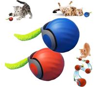Speedy Tail 2.0 Lot de 2 jouets interactifs pour chat - Balles à mouvement automatique pour chats d'intérieur, rechargeable par USB avec réglage de la vitesse (bleu + orange)