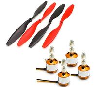 SpeedyFPV Lot de 4 moteurs sans balais 2212 1000 KV 2-4S avec hélices 10 x 4,5