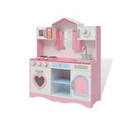 vidaXL Cuisine jouet 82 x 30 x 100 cm Bois Rose et blanc 80179