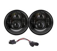 SpeeSy Kit de phares à Double LED, Double lentille de projecteur Durable Ronde de 4,65 Pouces pour Phare Fat Bob pour kit de phares à LED pour Moto Dyna Fat Bob, Noir