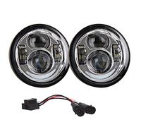 SpeeSy Kit de phares à Double LED, Double lentille de projecteur Durable Ronde de 4,65 Pouces pour Phare Fat Bob pour kit de phares à LED pour Moto Dyna Fat Bob, Chrome