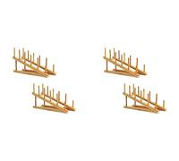 Speesy Lot de 4 porte-assiettes en bois en bambou avec support pour couvercle de la casserole, organisateur pour assiette plate