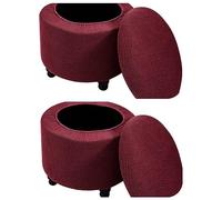 SPeesy Rangement Housse de Pouf Rond/Carré Extensible Ottomane Housse pour Diamètre 50cm Jacquard Housse de Protection pour Repose-Pieds Housse de Pouf Tabouret,1/2pcs (Color : #2, Size : 2piece)