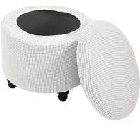 SPeesy Rangement Housse de Pouf Rond/Carré Extensible Ottomane Housse pour Diamètre 50cm Jacquard Housse de Protection pour Repose-Pieds Housse de Pouf Tabouret,1/2pcs (Color : #1, Size : 1piece)