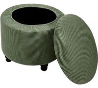 SPeesy Rangement Housse de Pouf Rond/Carré Extensible Ottomane Housse pour Diamètre 50cm Jacquard Housse de Protection pour Repose-Pieds Housse de Pouf Tabouret,1/2pcs (Color : #3, Size : 1piece)