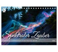 Spektraler Zauber (Tischkalender 2026 DIN A5 quer), CALVENDO Monatskalender: Lichtphänomene von KI berechnet, basierend auf mathematischen Formeln