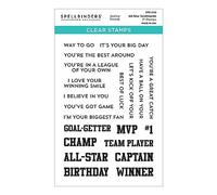 Spellbinders All-Star Sentiments Lot de tampons transparents de la collection Game Day par Justine Dvorak
