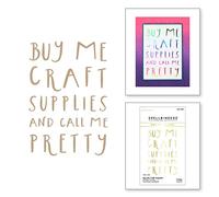 Spellbinders Buy Me Craft Supplies Plaque en aluminium de la collection Sentiments de The Glimmer Cardfront en métal, One