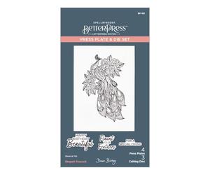 Spellbinders Élégante plaque de presse en métal Motif paon