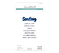 Spellbinders Lisa Horton Ensemble de matrices de découpe et tampons transparents Sending Smiles Sentiments de la collection Wildflowers