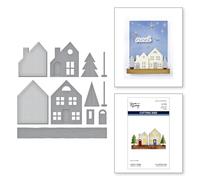 Spellbinders Matrice de découpe gravée Mantle Village de la collection Timeless Trees par Simon Hurley
