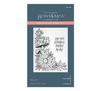 Spellbinders The BetterPress Plaque de presse d'angle et matrice de découpe Motif floral d'automne