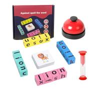 Spelling Words Magic Cube - Puzzle de lettres en bois - Alphabet Spelling Magic Cube - Apprentissage des lettres - Avec cloche et sablier de 1 min - Pour enfants - Bricolage précoce - Jouet éducatif
