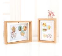 Spelonify Cadre photo rotatif double face en bois pour 2 photos - Affichage horizontal et vertical - Décoration d'intérieur - Gris clair - 15,2 cm (E)