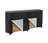 Spelonify Housse de rangement pour bûches de bois de chauffage, tissu Oxford 210D, abri de rangement imperméable avec cadre en bois, bâche de jardin pour protection contre la pluie, la neige, noir