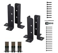 Spelonify Kit de support de base réglable en bois pour pergola de 10,2 x 10,2 cm, 5,1 x 5,1 cm, support d'ancrage en métal robuste avec trous pré-percés, noir (2 ensembles)