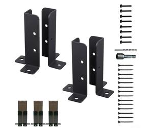 Spelonify Kit de support de base réglable en bois pour pergola de 10,2 x 10,2 cm, 5,1 x 5,1 cm, support d'ancrage en métal robuste avec trous pré-percés, noir (2 ensembles)