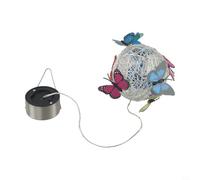 Spelonify Lampe solaire à suspendre en forme de papillon avec orbe en maille colorée, lanterne de décoration de jardin en fer forgé pour allée, 55 cm