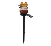 Spelonify Lampe solaire d'extérieur en forme d'oiseau - Statue d'animal - LED étanche - Décoration de paysage avec lueur jaune chaud - Décoration de cour en résine pour pelouse, terrasse, cour, 49 x