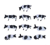 Spelonify Lot de 10 accessoires éducatifs pour modélisme de vaches à l'échelle 1:87 - Jauge HO OO - Noir et blanc - Disposition de troupeau de bétail - Diorama - Animaux de la ferme