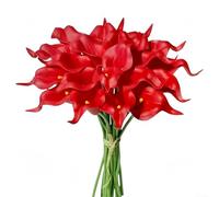 Spelonify Lot de 10 tiges de lys calla artificiels réalistes en vrac avec tiges pliables pour bouquet de mariage, arrangements de centre de table, décoration florale durable (rouge)