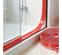 Spelonify Lot de 2 rouleaux de butée de porte en forme de T en silicone pour interstices, bande auto-adhésive pour bloquer le bruit de la poussière, 12,2 m au total, rouge