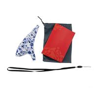 Spelonify Ocarina alto Do à douze trous, instrument en résine avec finition craquelée, flûte à vent pour débutant avec étui de transport, livret de musique et musique portable (bleu)