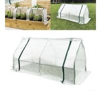 Spelonify Petit tunnel de culture avec grille en maille renforcée, 120 x 60 x 60 cm, filet de protection pour serre de jardin, plantes, légumes, fruits, contre les oiseaux et les éléments, blanc