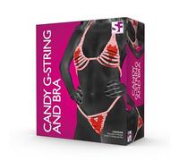 Spencer and Fleetwood Ensemble soutien-gorge et string en forme de bonbons - Saveur fraise, cadeau amusant pour les couples, cadeau fantaisie ludique - Taille unique