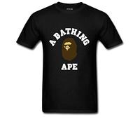 Spend freely Men's Bape Brown and White Cotton Short-Sleeve Crew Neck T-Shirt Black