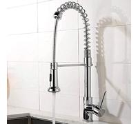 Spergage pivotant Moderne à Arc Haut de Gamme Boulangeur Spring Spring Kitchen Sinker Tap Chrome Placing Single Levier Tirez vers Le Bas Tap Great à poignée monomotée Monte à poignée Plus complète