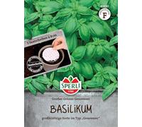 Sperli Graines de basilic - Grande tranche de graines de genoveser vert - Le basilic parfait à grandes feuilles peut être cultivé avec peu d'effort grâce à son disque de semence.