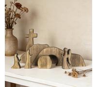SPERMUOY Crèche de Pâques en bois - Décoration de table de Pâques - Croix de résurrection - Crèche de Pâques - Scène de Pâques - Décoration de table de Pâques