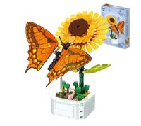 SPERMUOY Ensemble de blocs de construction floraux, blocs de construction de fleurs, kit de construction à faire soi-même, bouquet de fleurs avec socle de fleurs, collection botanique DIY