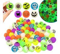 SPERMUOY Halloween Flummi Lot de 48 balles rebondissantes en caoutchouc lumineuses pour Halloween, balles rebondissantes pour enfants, sacs cadeaux, remplissages de fête