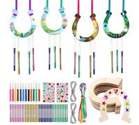 SPERMUOY Lot de 12 carillons à vent en bois - Fer à cheval - Pour anniversaire d'enfant - Fer à cheval - Carillon éolien - Kit de bricolage pour filles et garçons - Cadeau d'anniversaire