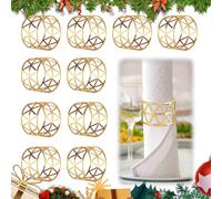 SPERMUOY Rond de Serviette,10 Pièces Anneau de Serviette en Métal,Porte-Serviettes de Table Noël,Serviette en Maille Ensemble pour Noce, Dîner, Décoration de Table