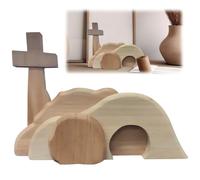 SPERMUOY Scène de Pâques en bois - Scène de résurrection de Pâques - Décoration en bois - Décoration de crèche de Jésus - Scènes de Pâques en bois - Décoration de table de Pâques