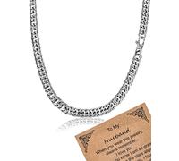 Speroto Coiller homme, Cubain Chaîne Homme,Argent Chaîne, Cadeau pour Ami Mari,acier inoxydable collier, Hip-Hop Collier(7mm,45cm,Mari)