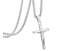 Speroto Collier avec croix pour homme - Collier en acier inoxydable pour homme - Collier chaîne doré/argenté - Bijoux pour homme et femme - Cadeau unisexe pour lui 50,8 cm et 61 cm, 22'', Acier