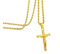 Speroto Collier Croix Homme Acier Inoxydable Or et Argent Collier Amulette Crucifix Cadeaux pour Lui 50 ou 61 cm, 22'', Acier inoxydable