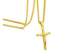 Speroto Collier Croix Homme Acier Inoxydable Or et Argent Collier Amulette Crucifix Cadeaux pour Lui 50 ou 61 cm, 22'', Acier inoxydable
