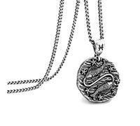 Speroto Collier zodiaque pour homme, en acier inoxydable avec pendentif en forme de 12 constellations, horoscope astrologie, Cadeaux de bijoux pour les femmes et les hommes (argent vintage, poissons)