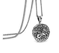 Speroto Collier zodiaque pour homme, en acier inoxydable avec pendentif en forme de 12 constellations, horoscope astrologie, Cadeaux de bijoux pour les femme et les homme (argent vintage, capricorne)